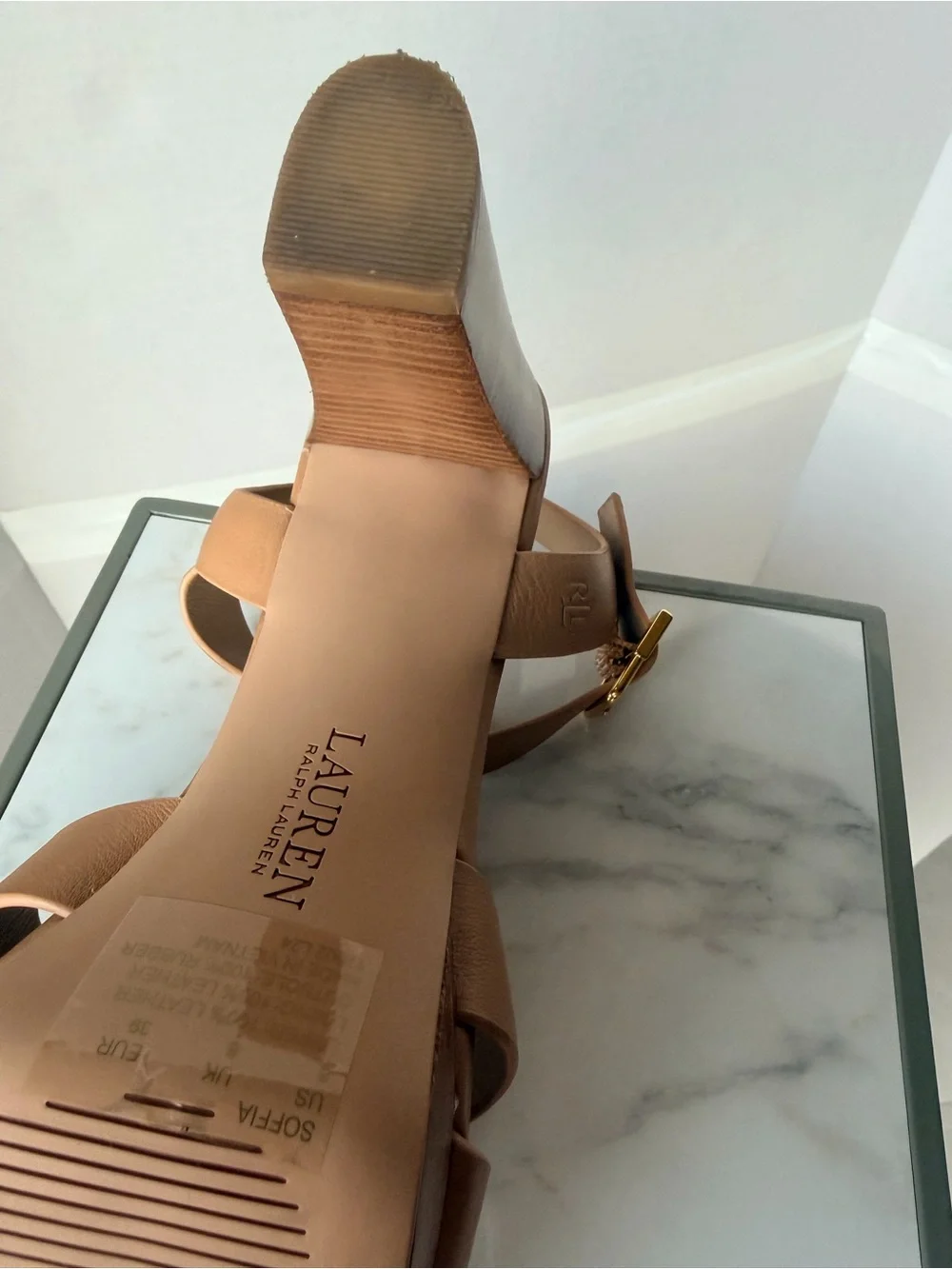 Ralph Lauren Leather Platform Sandal in Tan - Women